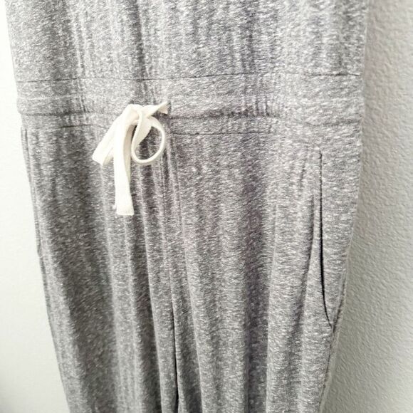 Z SUPPLY | T-Shirt Jumpsuit Short Sleeve Drawstring Waist Heathered Gray | Large - Picture 4 of 8